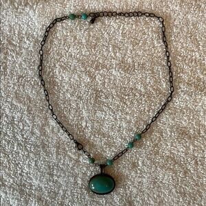 Chic Turquoise Pendant with Brown Chain Necklace
